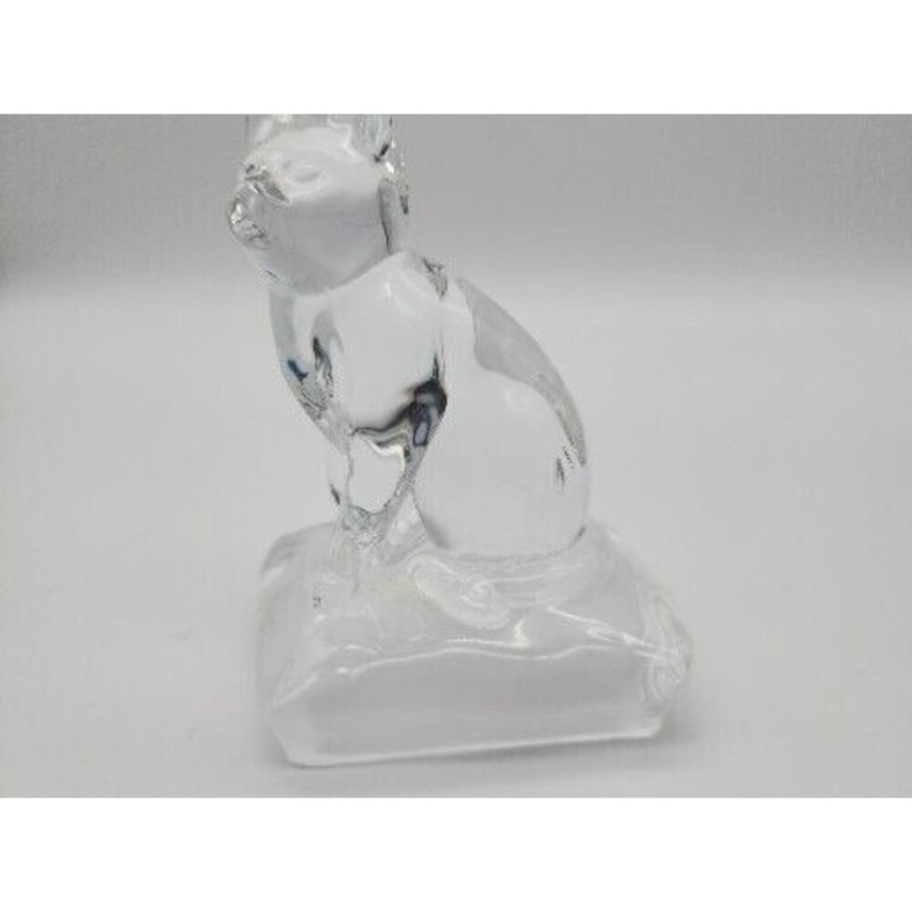 Cristal d'Arques Cat Figure France Lead Crystal Glass on Pillow Paperweight VTG